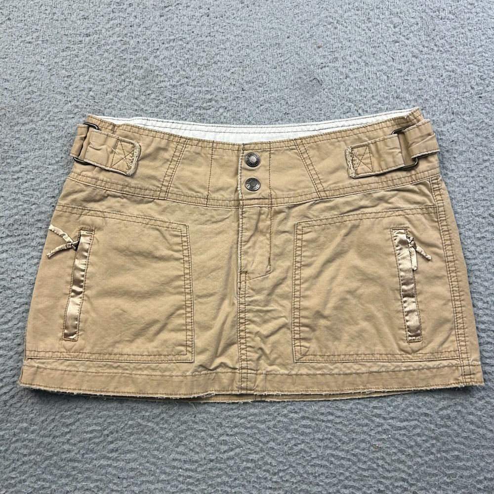 VTG Abercrombie & Fitch Y2K Cargo Mini Skirt Womens Khaki Low Rise Utility 6